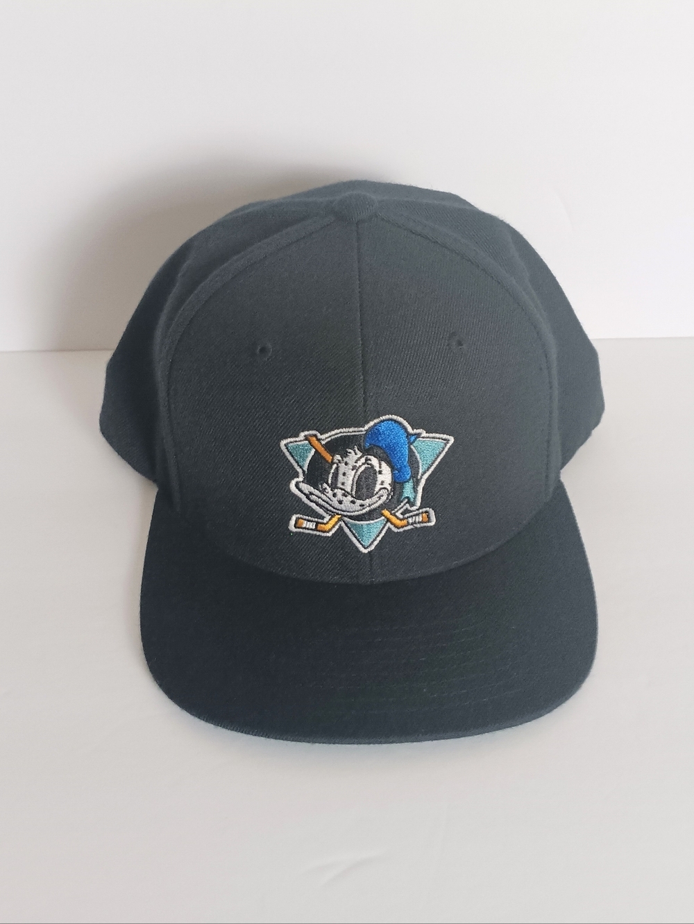 VINTAGE Anaheim Mighty Ducks Hat Cap Snap Back Black NHL Hockey Men